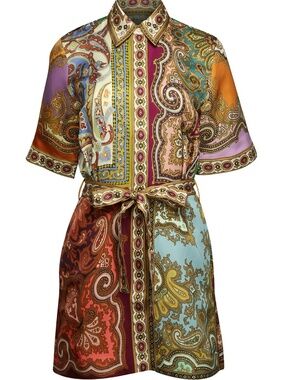 ALEMAIS - Clemenza Spliced paisley-print mini dress, Size XS/0